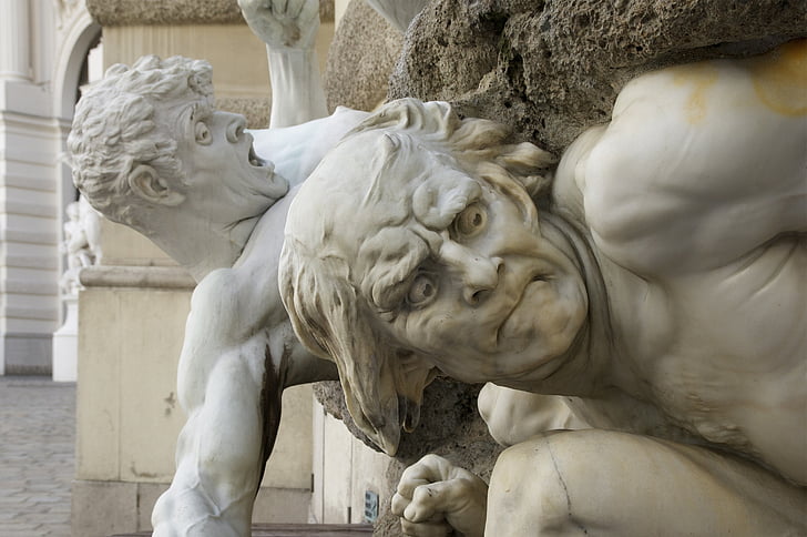 Viena, Áustria, escultura, homens, expressiva, Marco, histórico