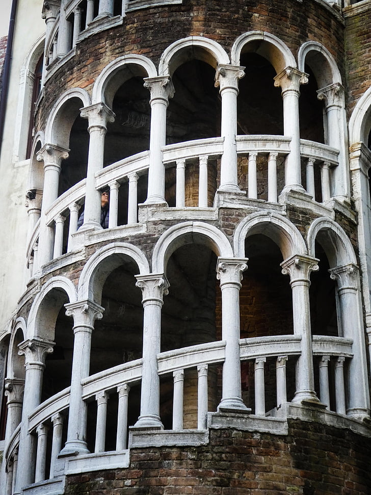 a Palazzo contarini del bovolo, Velence, lépcsők, Olaszország, építészet, épület, történelmi