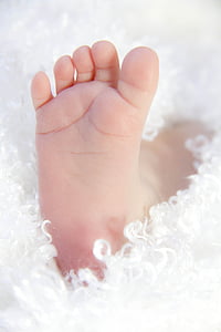 Baby, foten, fötter, nyfödda, barn, liten, barndom