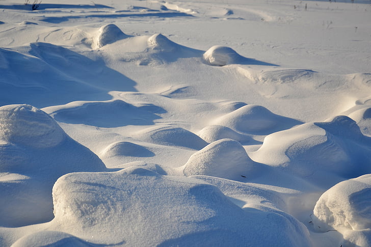 snow, snowdrifts, winter, frost, cold, surface, patterns