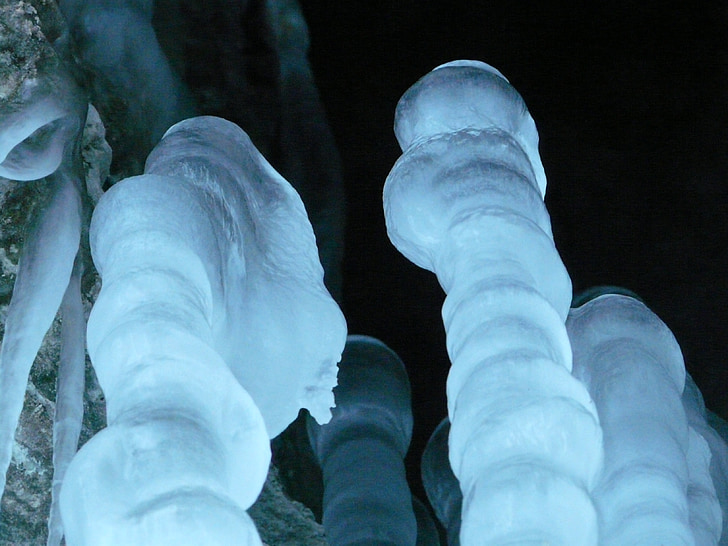 Ice cave, istap, stalagmitter, Ice formationer, Cave, kolde, stalaktitter