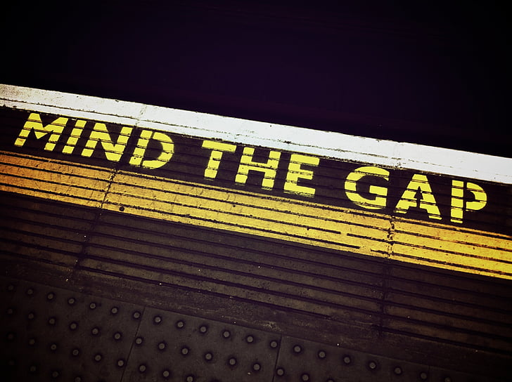 Mind gap, Londyn, Underground, transportu, Wielka Brytania, znak, transportu