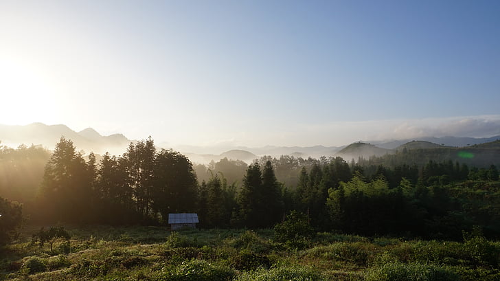 清晨, 故乡, 远山