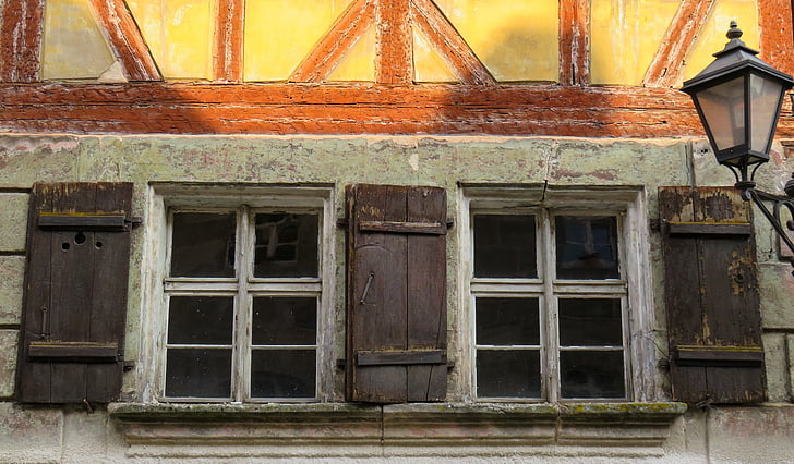 janela, velho, ruína, idade média, lanterna, casa velha, deixar