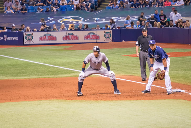 baseboll, Alex rodriguez, a-rod, Yankees, på bas, Tropicana field, Tampa bay