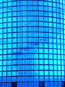 bloco de vidro, azul, parede de vidro, vidro, edifício, arquitetura, blocos de vidro