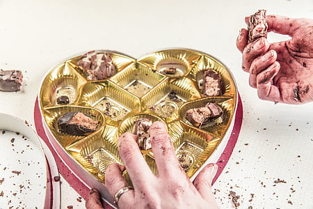 osoba, Holding, box, Ferrero, Rochet, čokolády, Čokoláda