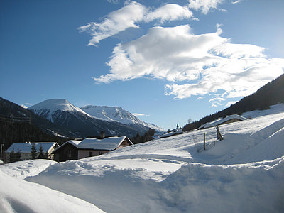 zimné, Alpine, sneh, za studena, sen deň, hory, biela