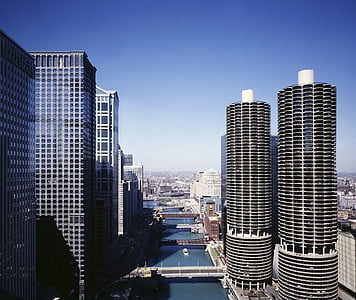 Chicago, Skyline, Architektúra, mrakodrap, veža, Urban, Downtown