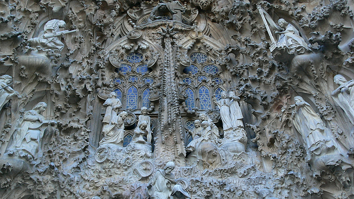 Barselona, Montseratas kalnų, Park guell, Sagrada familia, akmuo, skulptūra, Architektūra