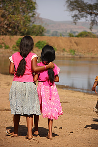 India, Karnataka, fată, sat, parul lung