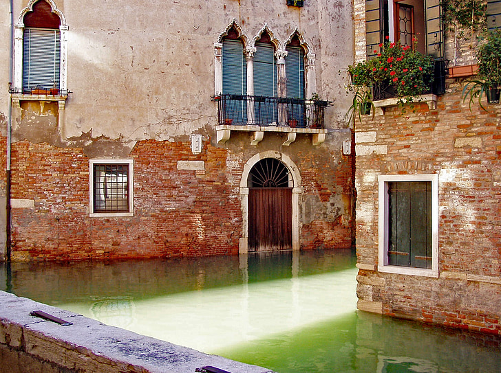 Βενετία, Ιταλία, κανάλι, δρόμος, νερό, κτίρια, αντανακλάσεις