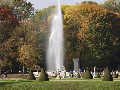 Parc, Château, nature, paysage, eau, jardin, statues