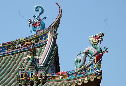 Kina, Dragon, tak, takläggning, färg