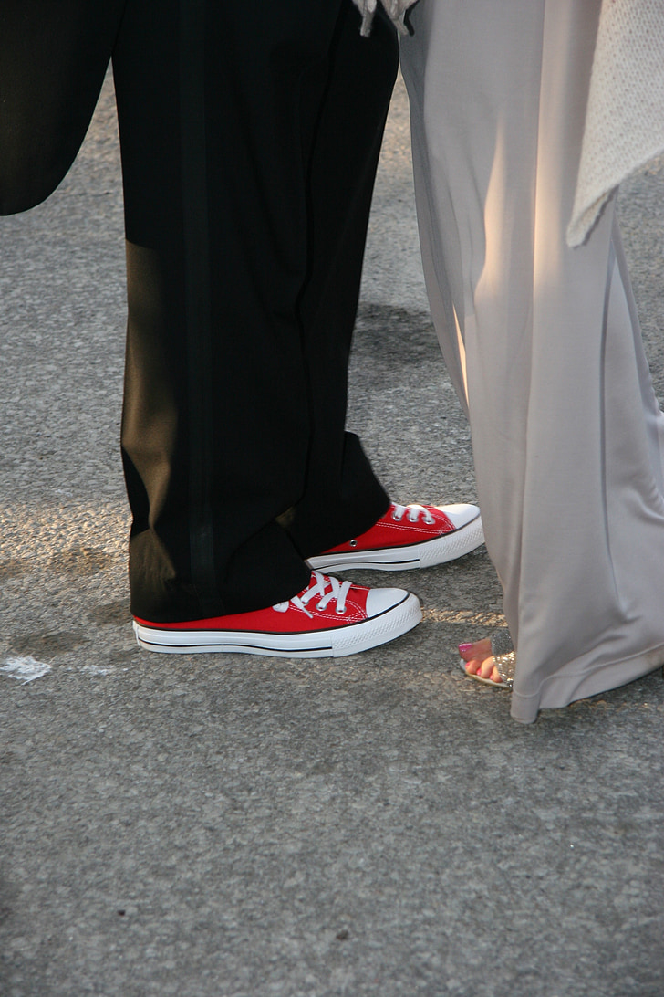 sabates de núvia, llenç, sabates, sabatilles d'esport, sabatilles Running, es va casar amb, parella