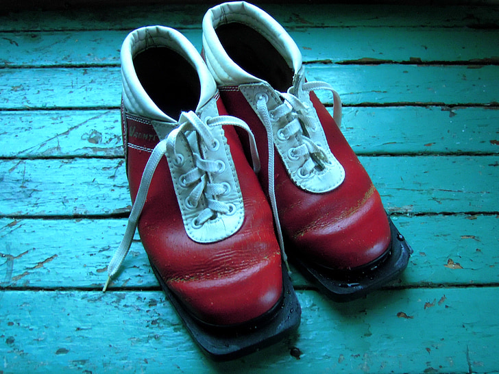 slidinėjimo batai, Slidinėjimas, batai, raudona, mėlyna, avalynė, balta