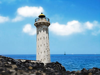 lighthouse, tower, old, building, sea, ocean, rocky coast