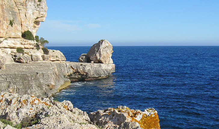 Mallorca, Cala santanyi, Costa, mar, Mediterrâneo, rocha, Verão