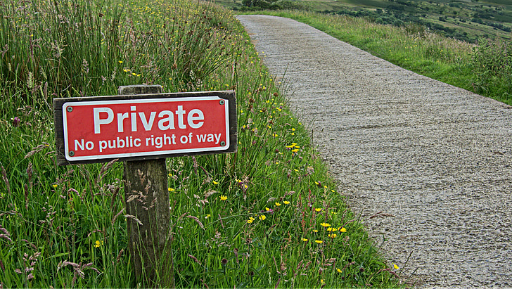 Privatni, znak, Upozorenje, privatnost, pristup, ograničena, zabranjeno