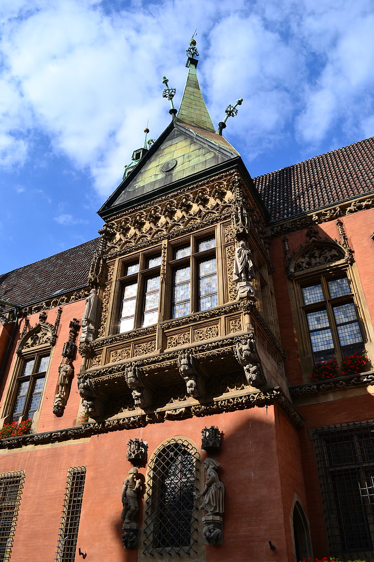 Wrocław, a régi város, város, építészet, emlékmű, homlokzatok, házak