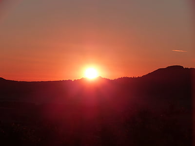 여름 지점, dornberg, 태양 요람, 일출, 아침, 분위기, 스카이