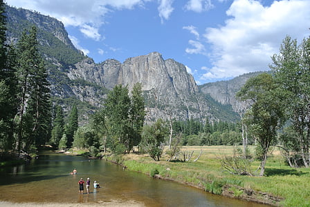 Yosemite, Národní, parku, Spojené státy americké, Kalifornie, řeka, Turisté