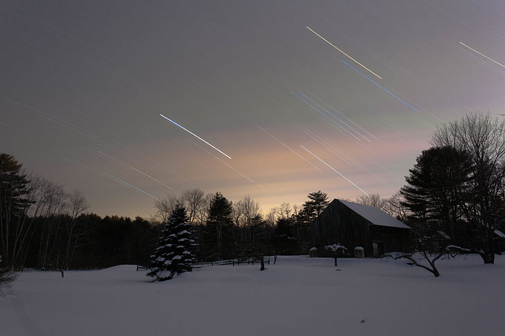nature, landscape, shooting, star, snow, shooting star, winter