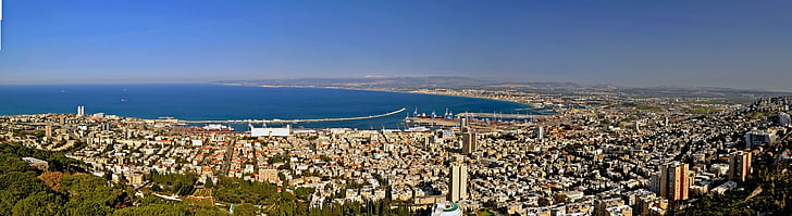 Haifa, Bay, het platform, skyline, stad, stadsgezicht, toren