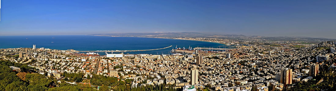 Haifa, Bay, Architektura, Skyline, Miasto, gród, Wieża