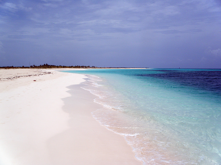 strand, Cayo, Cuba, blauw, zee, zand, natuur