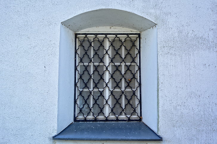 janela, grades de janela, grade, velho, fachada, grelha, metal