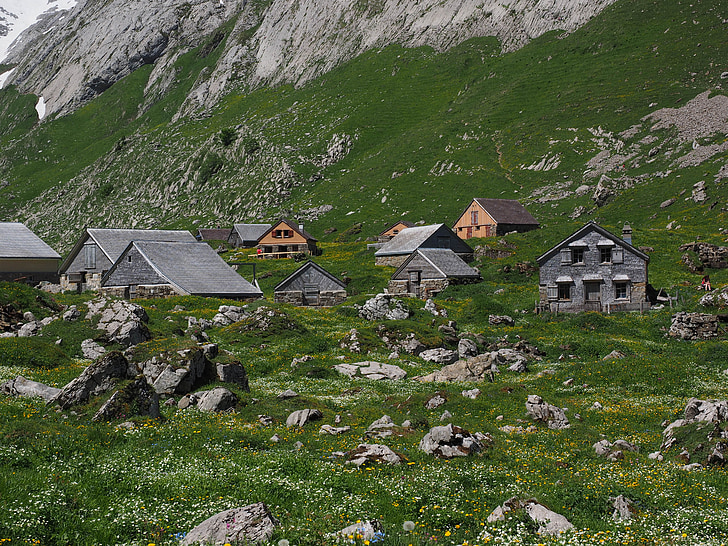 meglisalp, bergdorf, homes, alm, alpine village, appenzell, innerrhoden
