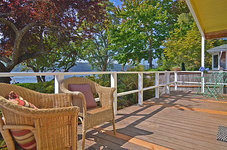 deck, view, island, porch, northwest, summer, home