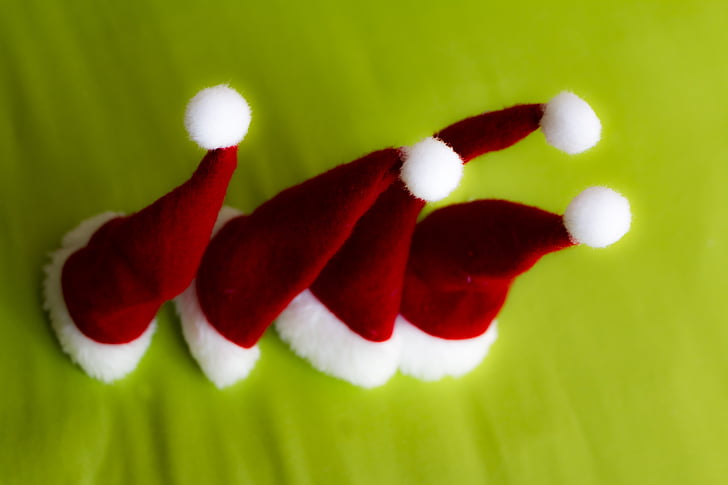 Vianoce, klobúky, Nicholas, červená, biela, Zelená, textílie