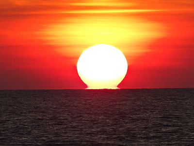 Sol, Sunset, Mar, rød, landskab