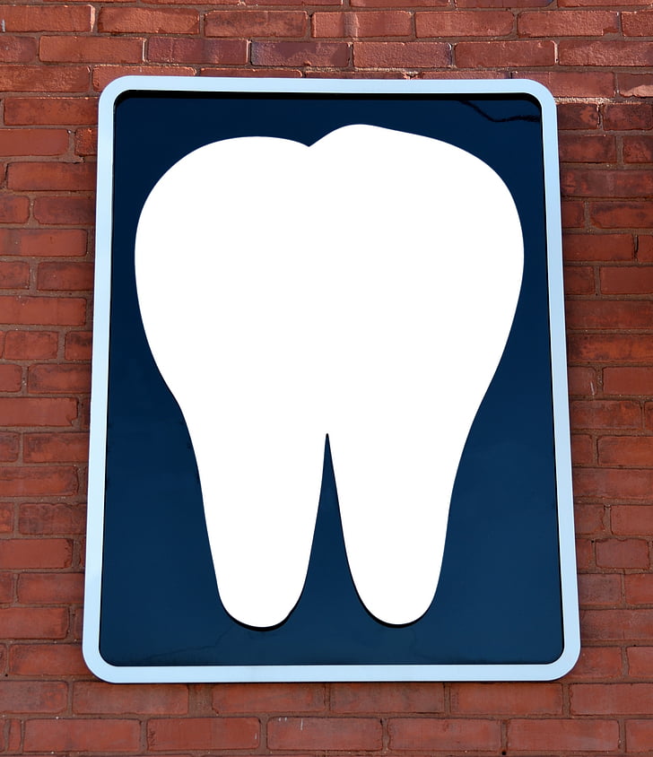 Oficina de dentista, signe, paret, fons, en blanc, dentista, dental