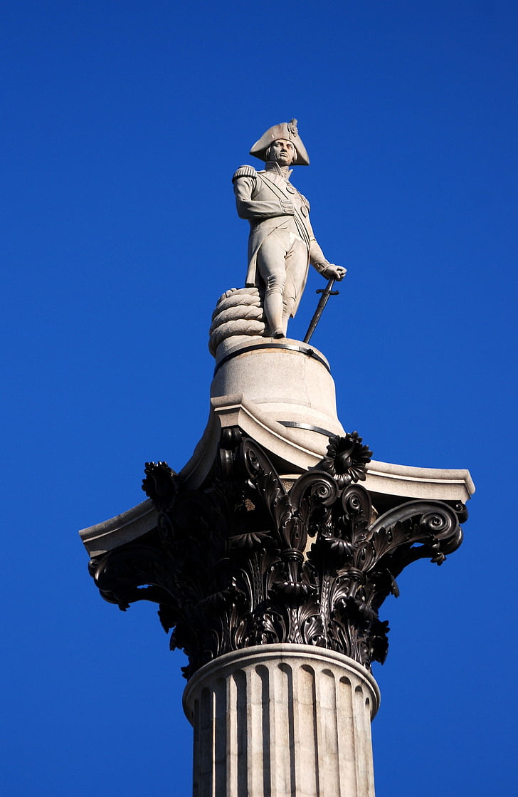 mann, holde, sverd, statuen, London, Lord nelson, Sjømilitære, seier