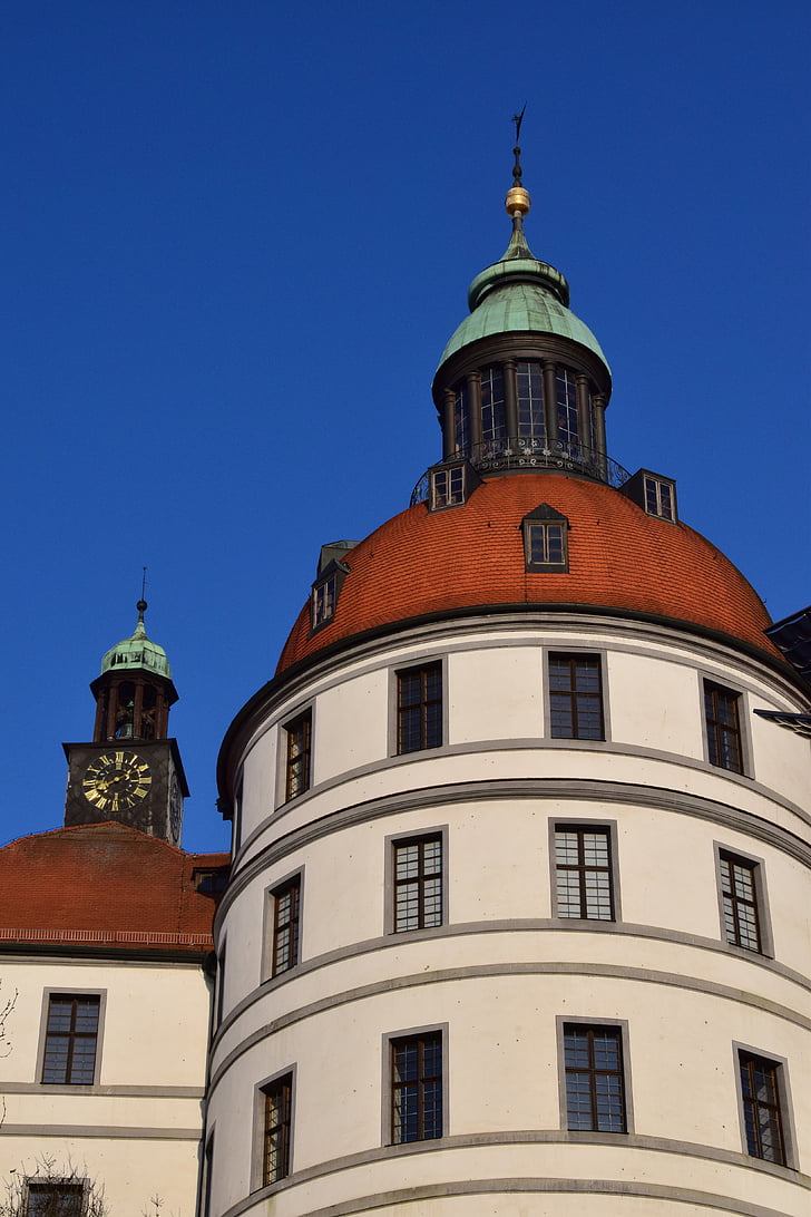 neuburg, castle, church religious, bavaria, danube, city, building