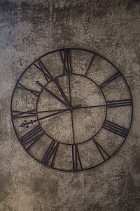 analògic, rellotge, disseny, xifres romanes, temps, rellotge de paret