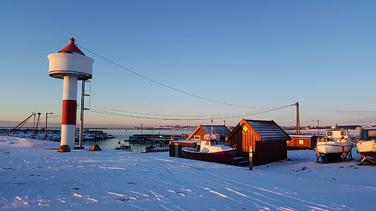 havn, Vinter, Norge, snø