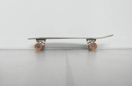 brown, skateboard, white, tile, floor, london, simple
