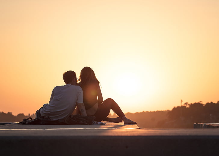 people, couple, dating, sunset, view, outdoor, rooftop