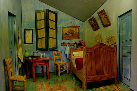 Rzeźba, podstaw, rzeźby, new jersey, Van Gogha, Pokój, łóżko, krzesło