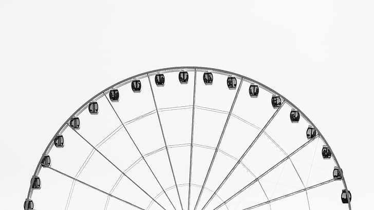 Ferris, roda, ilustrasi, bianglala, Taman Hiburan, roda besar, pasar malam