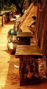 Inde, Figure, art Pierre, rivière, hindou, statue de, Kerala