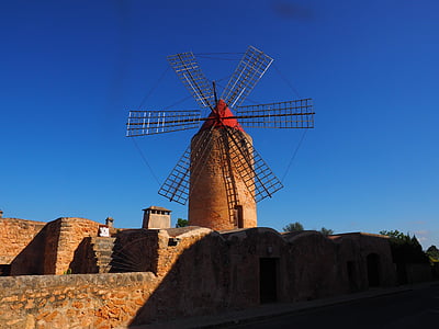 wiatrak, Młyn, Energetyka wiatrowa, Algaida, Mallorca, punkt orientacyjny, atrakcje turystyczne