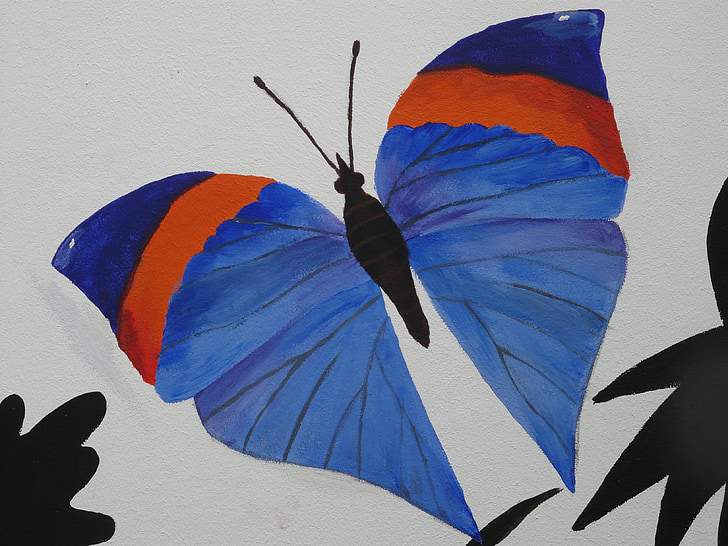 mariposa, animal, arte, pintura, mural, dibujo