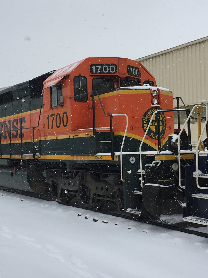 Motor, sneeuw, BNSF, vervoer, spoorweg track, trein, station