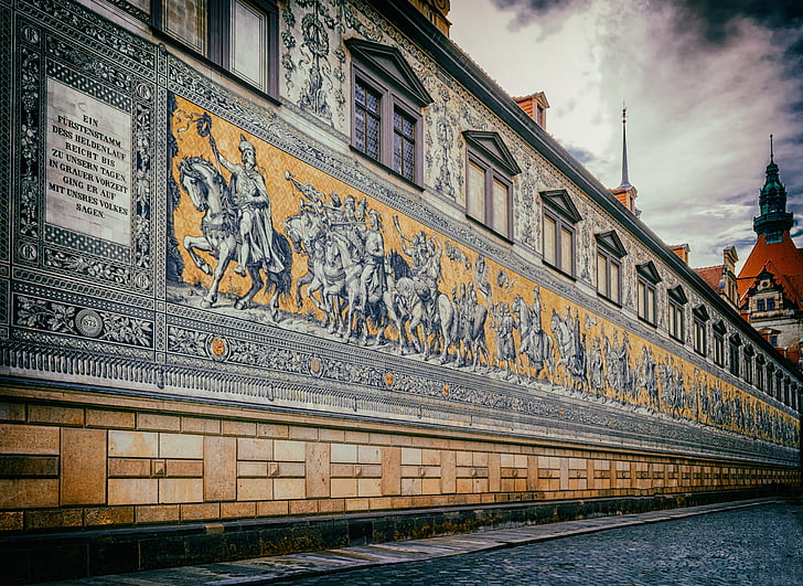 Dresden, casco antiguo, príncipes, Sajonia, Alemania, arquitectura, sospecha de