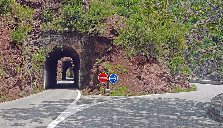 Daluis gorges, túnel, by-pass, estrada de montanha, ENG, pitoresca, gestão do tráfego